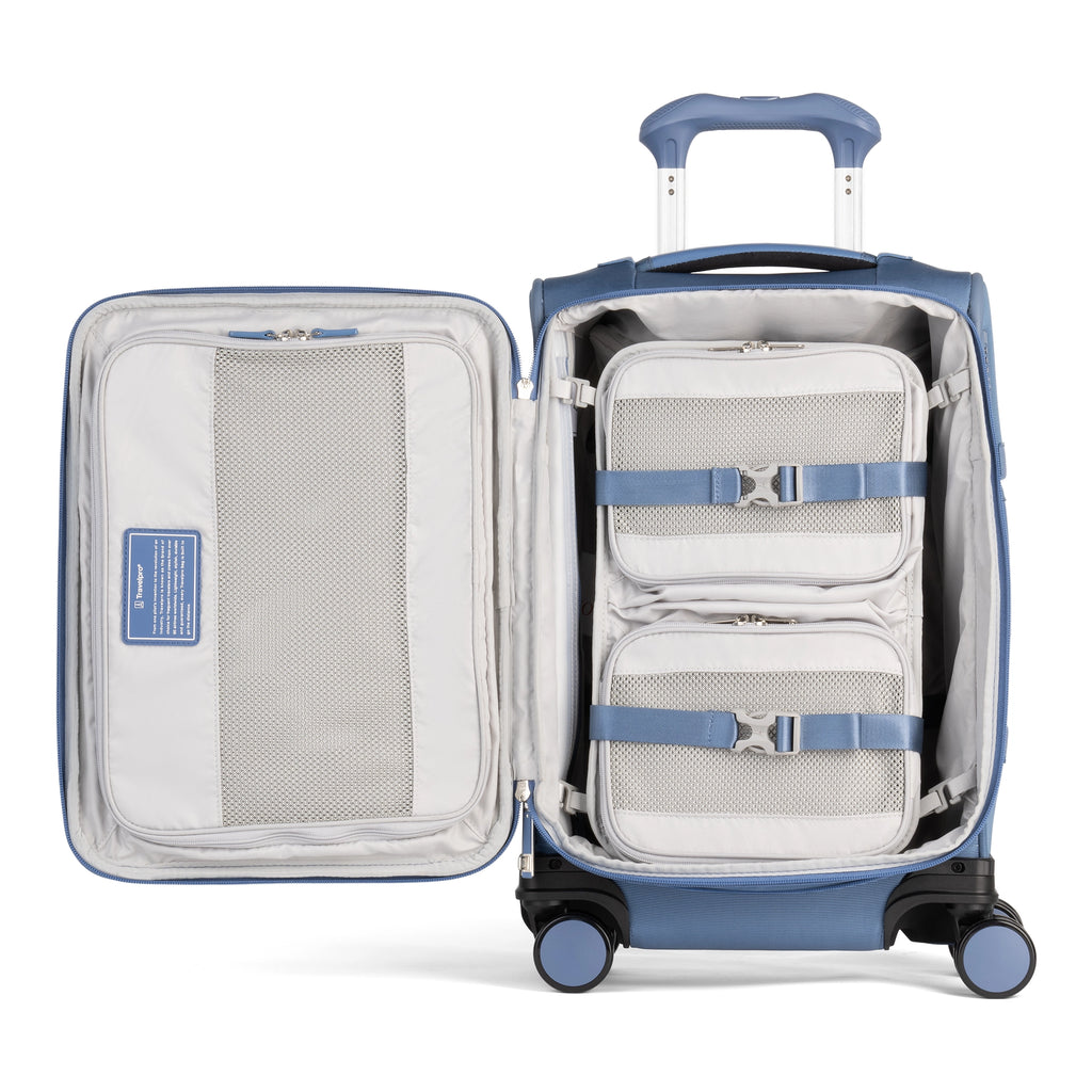 VersaPack®+ 56cm Compact Expandable Spinner - Elemental Blue interior with packing cube organiser