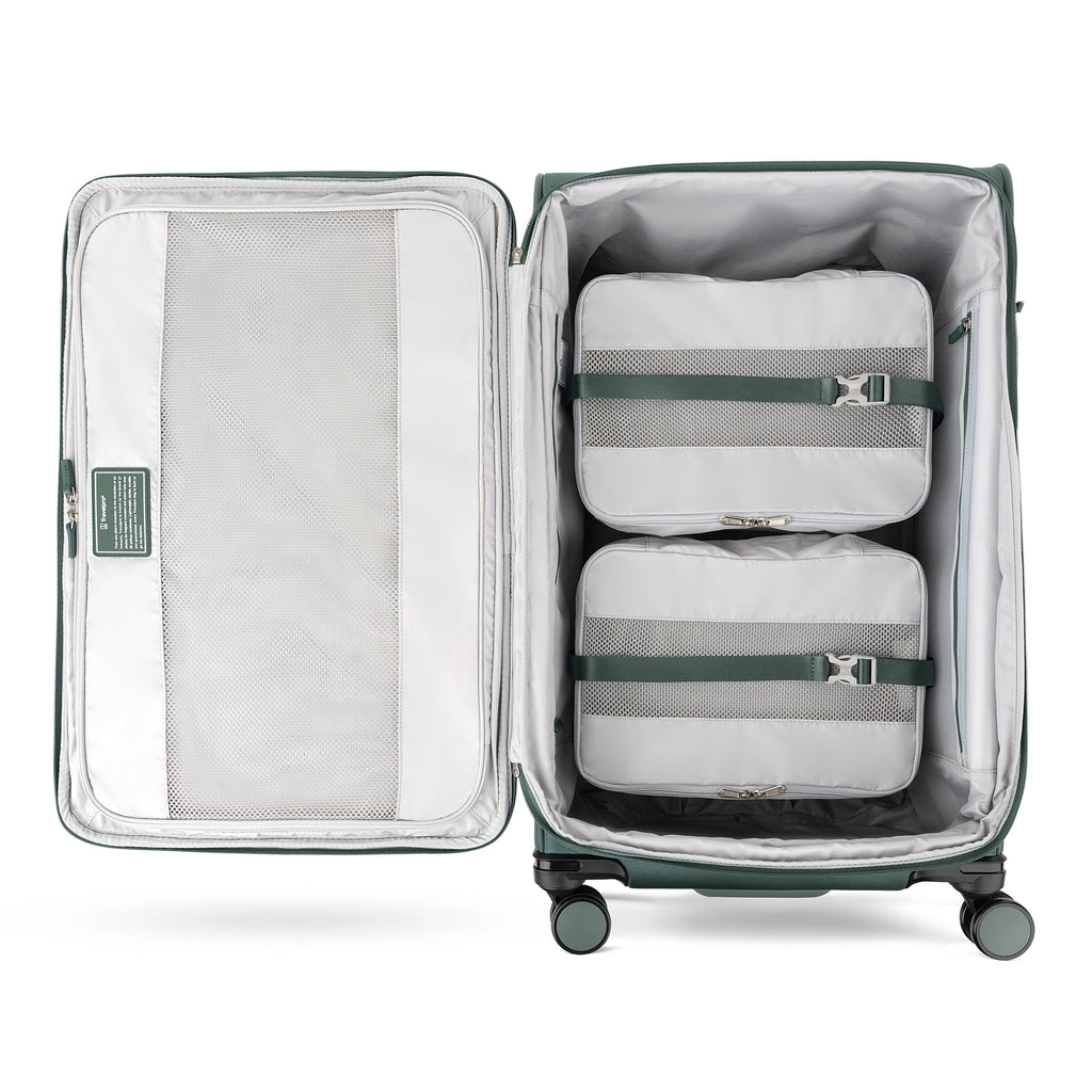 VersaPack®+ 78cm Large Expandable Spinner - Desert Sage Green interior with packing cubes